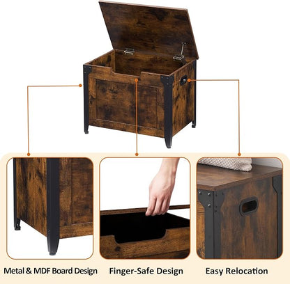 IDEALHOUSE Storage Bench, 23.6" Retro Wooden Storage Chest - Image 5