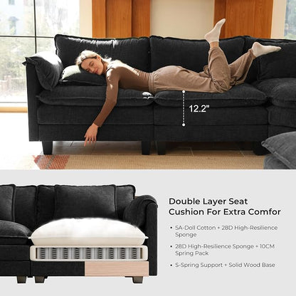 ELUCHANG 150" Oversized V-Shaped Cloud Couch Modular Sectional Sofa - Image 6