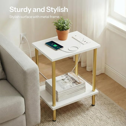 HOOBRO Side Table with Charging Station, End Table with USB Port and Outlet - Image 7