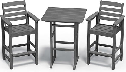SERWALL Balcony Adirondack Chairs and Table 3 Pieces Set, Adirondack Bar Height by SERWALL
