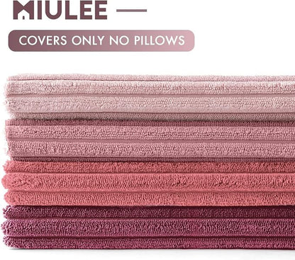 MIULEE Pack of 4 Purple Pink Valentines Corduroy Decorative Throw Pillow Covers - Image 6