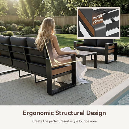 Aoxun Aluminum Patio Furniture Set, 4 Seats Sectional Metal Patio Furniture - Image 5