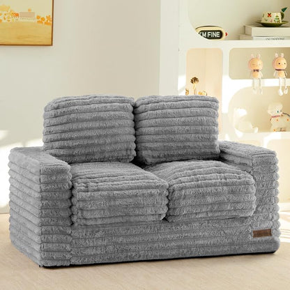 MAXYOYO Extra Wide Kids Bean Bag Chair, Comfy Faux Fur Bean Bag Sofa by MAXYOYO
