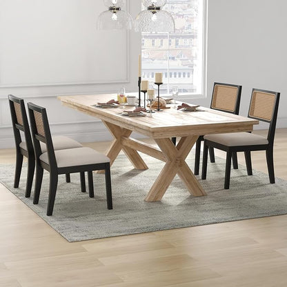 Westice Rattan Dining Chairs Set of 6, Farmhouse Natural Dining Room Chairs - Image 2