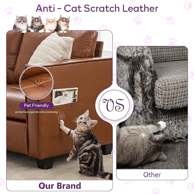 TYBOATLE 65" Faux Leather Love Seat Sofa - Image 6