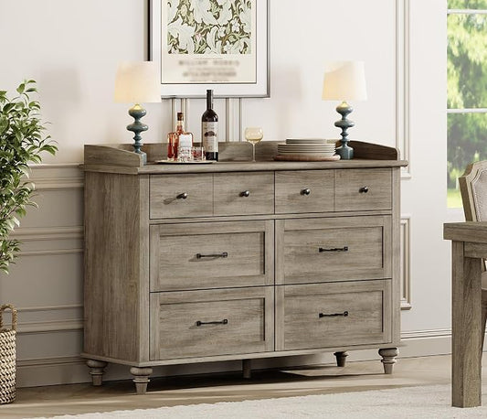 WAMPAT 6 Drawers Dresser for Bedroom, Farmhouse Wooden Chest of Drawers Baby by WAMPAT