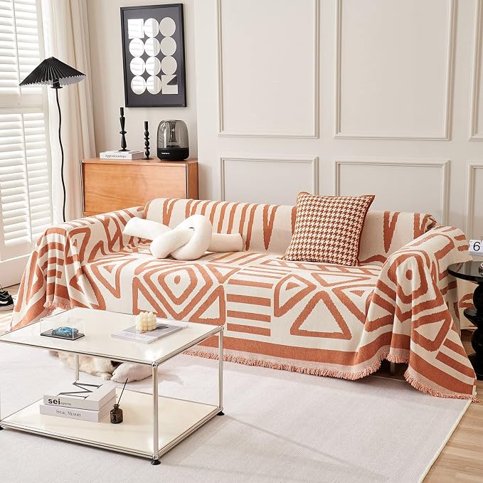 VClife Boho Couch Cover for Dog, Checkered Plaid Couch Covers for Girls Woman - Image 3