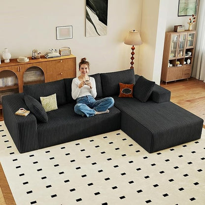 95" Cloud Sectional Couch with L-Shape Chaise, Modular Comfy Sofa Chaise Longue by ODUWA
