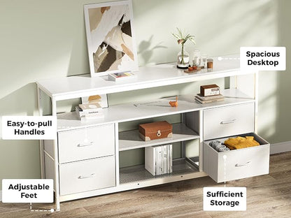 Huuger TV Stand Dresser with Power Outlets and LED Lights, 4 Drawers - Image 7