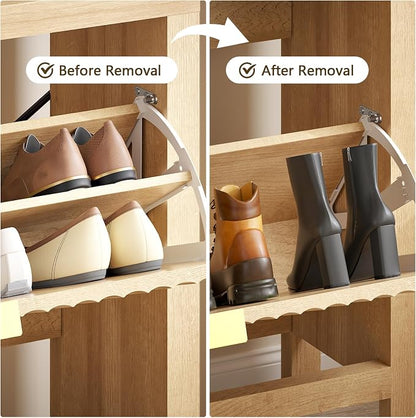 YOMILUVE Shoe Cabinet Storage for Entryway, Fluted Shoe Cabinet - Image 6