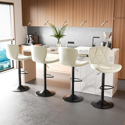 Nalupatio Modern Bar Stools Set of 4, Adjustable Faux Leather Upholstered - Image 5