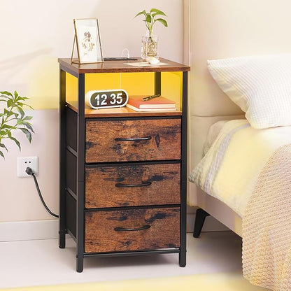 Yoobure Night Stand with Charging Station, 16 Colors LED Nightstand with USB - Image 2