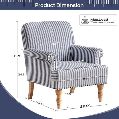 HUIMO Linen Fabric Accent Chairs Set of 2, Mid-Century Modern Armchair - Image 2