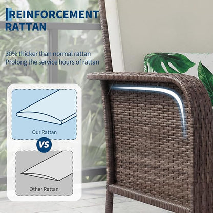 GarveeHome Outdoor Wicker Chairs Set of 2, All-Weather High Back Rattan Patio - Image 3