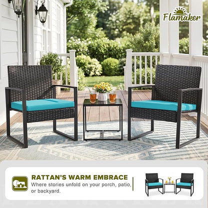 Flamaker Patio Set Outdoor Wicker Furniture, Modern Bistro Set - Image 2