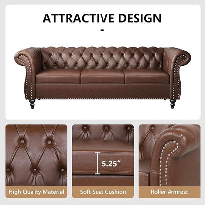 QHITTY 2 Piece Living Room Set, Sectional Chesterfield Sofa Chair Contemporary - Image 4