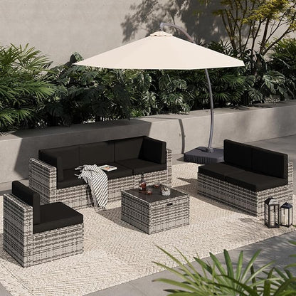 Aoxun 7 Piece Patio Furniture Set, All-Weather Wicker Outdoor Furniture 6 Seats - Image 6