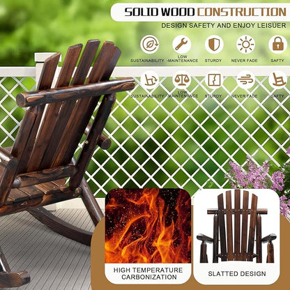 Outvita Wooden Rocking Chair Set of 2, Fir Log Adirondack Rocker, Outdoor Wood - Image 6