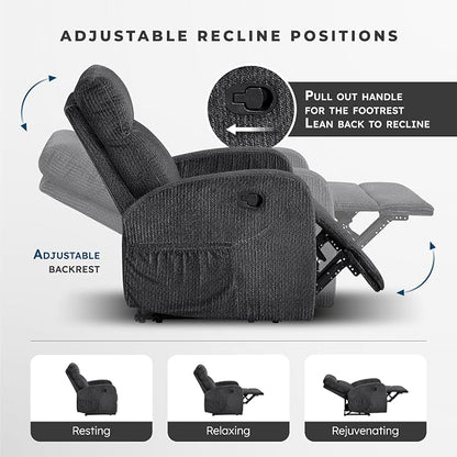 Lexicon Manual Recliner Chair, Textured Microfiber Reclining Chair, Wall Hugger - Image 4