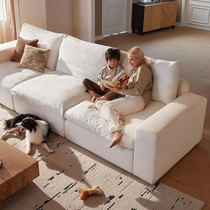 Cloud Couch Sectional 146.5'' Oversized Modular Deep Seat Sofa Bed Comfy White - Image 3
