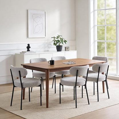DUMOS Dining Chairs Set of 2, Mid Century Modern Chair Round Upholstered Curved - Image 8