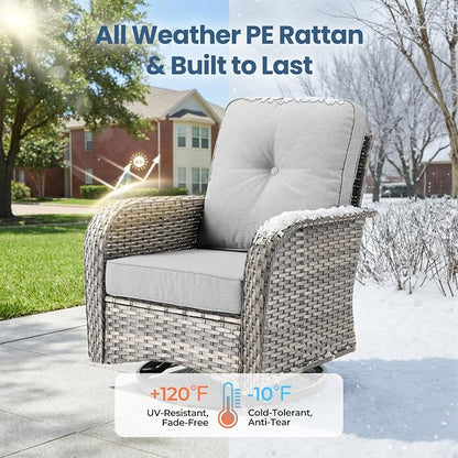 Weaxty Outdoor Swivel Rocker Patio Chairs, 3 Pieces Patio Furniture Set - Image 7