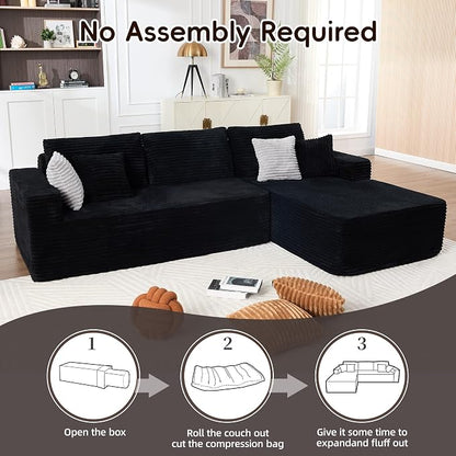 108" Boneless Couch, L-Shaped Modular Sectional Sofa - Image 4
