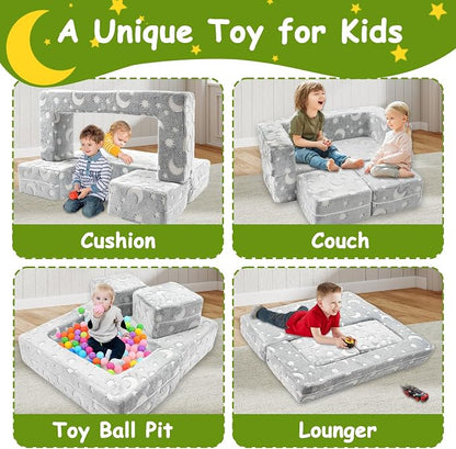 Kids Couch, Dark Grey | Glow-in-The-Dark, Chair Seat, Playroom Furniture - Image 3