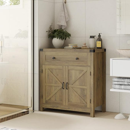 HOSTACK Coffee Bar Cabinet, Kitchen Storage Cabinet, Modern Farmhouse Buffet - Image 5