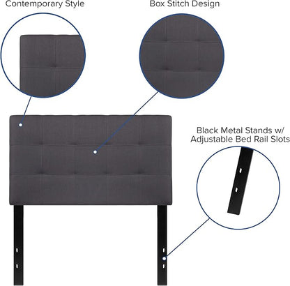 Flash Furniture Bedford Tufted Upholstered Twin Size Headboard in Dark Gray - Image 4