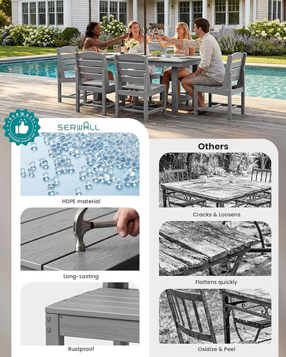 SERWALL Patio Dining Sets for 6 Person, HDPE Dining Set - Image 8