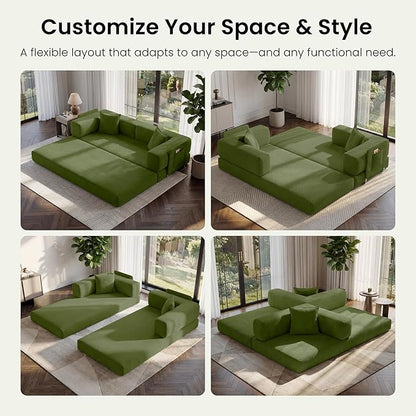 78.8" Convertible Sofa Bed, Corduroy Futon Couch - Image 3