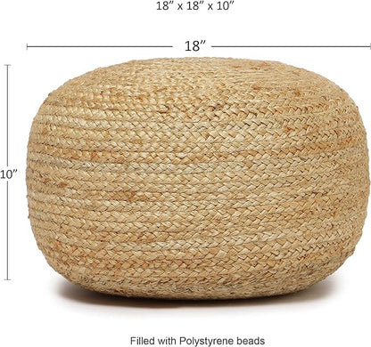 · REDEARTH · Jute Circular Low Pouf Ottoman - Image 3