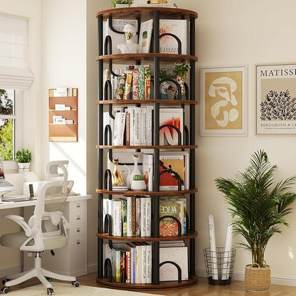 Aheaplus 6 Tier Rotating Bookshelf Tower, Revolving Bookcase, 360° Round - Image 8