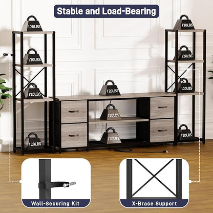 Yenlure LED TV Stand Bookshelf Combo - Image 6