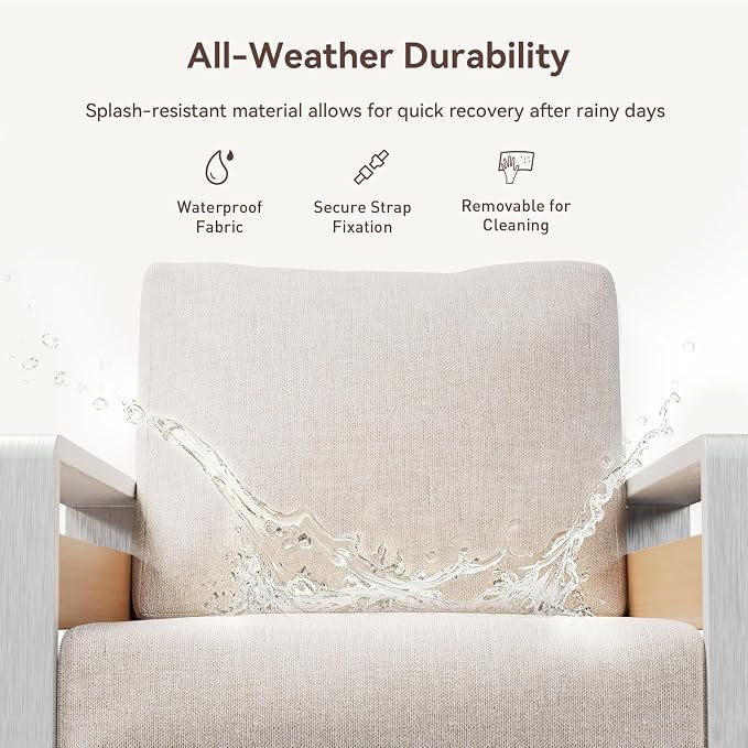 Aoxun Aluminum Outdoor Patio Furniture Set, 2 Seats Metal Sectional Patio - Image 5