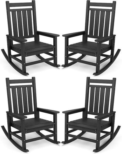 SERWALL Oversized Outdoor Rocking Chair Set of 4, HDPE Rocker by SERWALL