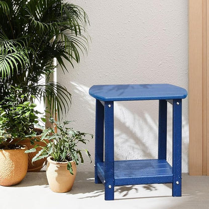 Adirondack Square Outdoor Side Table, 2-Tier Storage Patio Side Table, HDPE End - Image 2
