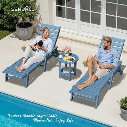 SERWALL Round Outdoor Side Table Set of 2, HDPE Small Adirondack Double End - Image 9