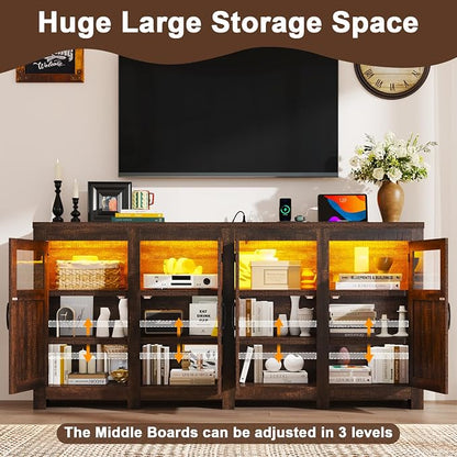 74" Large LED Farmhouse TV Stand - Image 6