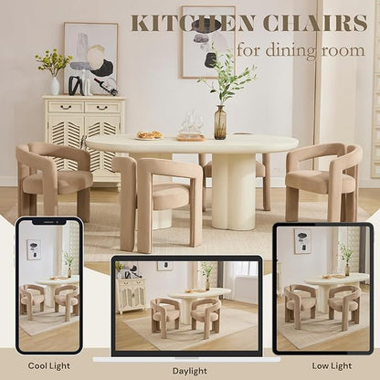 Hyfirm Upholstered Barrel Dining Chairs Set of 2, Velvet Kitchen Accent Chairs - Image 8
