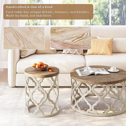 karlott Farmhouse End Table, 18.5'' French Country Round Side Table, Distressed - Image 6