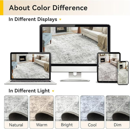 RELEANY Washable Area Rugs 3'x5' Non-Slip Modern Abstract Soft - Image 8