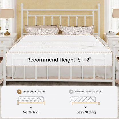 SHA CERLIN 14" King Size Metal Platform Bed Frame/Victorian Headboard and - Image 7