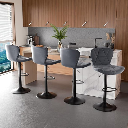 Nalupatio Modern Bar Stools Set of 4, Adjustable Faux Leather Upholstered - Image 6