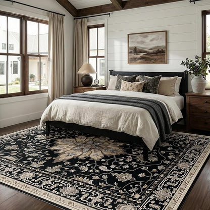 RELEANY Area Rugs 8'x10' Washable Non-Slip, Floral Vintage Distress Print - Image 2