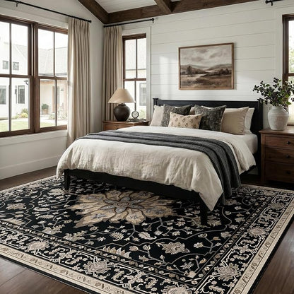 RELEANY Area Rugs 9'x12' Washable Non-Slip, Floral Vintage Distress Print - Image 2