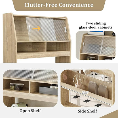 Kitchen Storage Cabinet with Hutch and Extendable Dining Table, 33.5" - Image 6