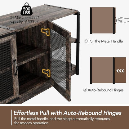 GarveeHome TV Stand for 65+ Inch TV, Rustic Entertainment Center TV Media - Image 3