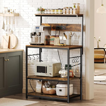 SUPERJARE Bakers Rack with Power Outlets, Microwave Stand, 31.5 X 16.5 Inch - Image 2